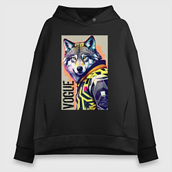 Толстовка оверсайз женская Wolf fashionista - pop art, цвет: черный