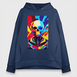 Толстовка оверсайз женская Pop art skull, цвет: тёмно-синий