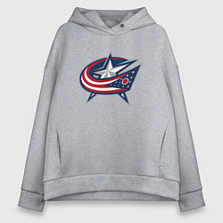 Толстовка оверсайз женская Columbus blue jackets - hockey team - emblem, цвет: меланж