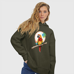Толстовка оверсайз женская Яркий какаду, цвет: хаки — фото 2