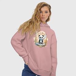 Толстовка оверсайз женская Панда сапсёрфер, цвет: пыльно-розовый — фото 2