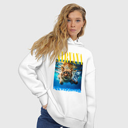 Толстовка оверсайз женская Кот Нирвана, цвет: белый — фото 2