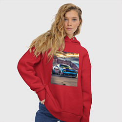 Толстовка оверсайз женская Авто Додж Челленджер, цвет: красный — фото 2