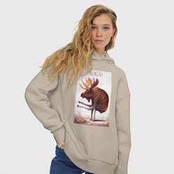 Толстовка оверсайз женская Лось хоба, цвет: миндальный — фото 2