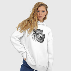 Толстовка оверсайз женская Кабан жирный, цвет: белый — фото 2