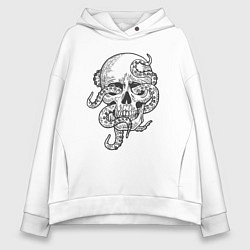 Толстовка оверсайз женская Skull octopus, цвет: белый