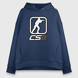 Толстовка оверсайз женская CS2 logo, цвет: тёмно-синий