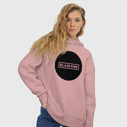 Толстовка оверсайз женская Black pink - logotype - group - South Korea, цвет: пыльно-розовый — фото 2