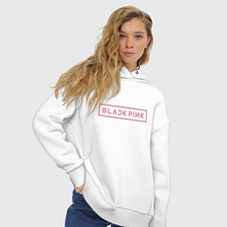 Толстовка оверсайз женская Black pink - logotype - South Korea, цвет: белый — фото 2