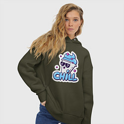 Толстовка оверсайз женская Отдых chill, цвет: хаки — фото 2