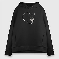 Толстовка оверсайз женская Maxwell cat на черном фоне, цвет: черный