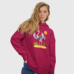 Толстовка оверсайз женская Солнечный страус, цвет: маджента — фото 2