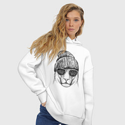 Толстовка оверсайз женская Львица в солнечных очках, цвет: белый — фото 2