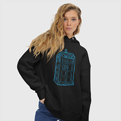 Толстовка оверсайз женская Black tardis, цвет: черный — фото 2