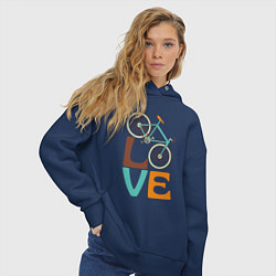 Толстовка оверсайз женская Люблю велосипед, цвет: тёмно-синий — фото 2