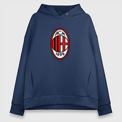 Толстовка оверсайз женская Футбольный клуб Milan, цвет: тёмно-синий