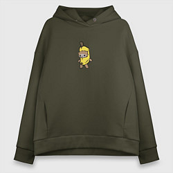 Толстовка оверсайз женская Banana cat, цвет: хаки