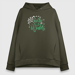 Женское худи оверсайз Hello winter green