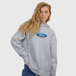 Толстовка оверсайз женская Ford usa auto brend, цвет: меланж — фото 2