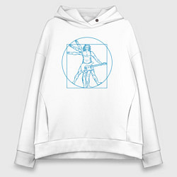 Толстовка оверсайз женская Витрувианский гитарист, цвет: белый