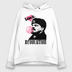Толстовка оверсайз женская Ленин любовь и революция, цвет: белый