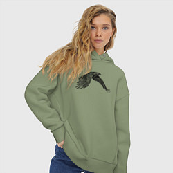 Толстовка оверсайз женская Орёл в полёте, цвет: авокадо — фото 2
