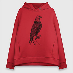 Толстовка оверсайз женская Орёл на бревне, цвет: красный