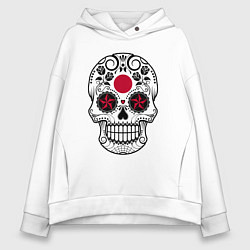 Толстовка оверсайз женская Japan skull, цвет: белый