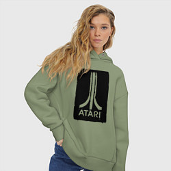 Толстовка оверсайз женская Atali black logo, цвет: авокадо — фото 2