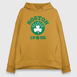 Толстовка оверсайз женская Boston Celtics 1986, цвет: горчичный