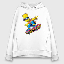 Толстовка оверсайз женская Bart Simpson on a skateboard - extreme, цвет: белый