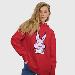 Толстовка оверсайз женская Счастливый кролик, цвет: красный — фото 2