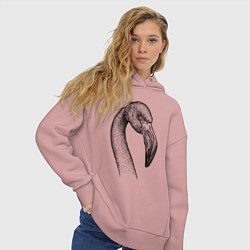 Толстовка оверсайз женская Голова фламинго, цвет: пыльно-розовый — фото 2