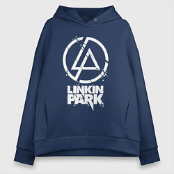 Толстовка оверсайз женская Linkin Park - white, цвет: тёмно-синий