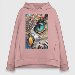 Толстовка оверсайз женская Глаз совы - нейросеть, цвет: пыльно-розовый