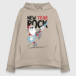 Толстовка оверсайз женская New year - rock, цвет: миндальный