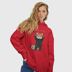 Толстовка оверсайз женская Im big and scary красная панда, цвет: красный — фото 2