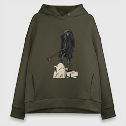 Толстовка оверсайз женская Камерамен победил скибиди туалет, цвет: хаки