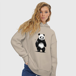 Толстовка оверсайз женская Панда стоит, цвет: миндальный — фото 2