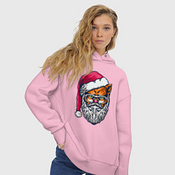 Толстовка оверсайз женская Санта кот, цвет: светло-розовый — фото 2