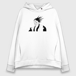 Толстовка оверсайз женская Кенпачи Зараки из аниме Блич, цвет: белый