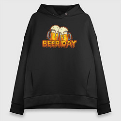 Толстовка оверсайз женская Beer day, цвет: черный