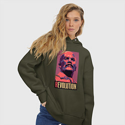 Толстовка оверсайз женская Lenin revolution, цвет: хаки — фото 2