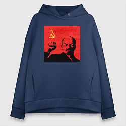 Толстовка оверсайз женская Lenin in red, цвет: тёмно-синий