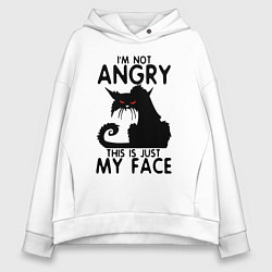 Толстовка оверсайз женская I am not angry cat, цвет: белый