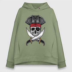 Толстовка оверсайз женская Одноглазый роджер, цвет: авокадо