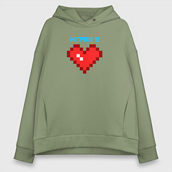 Толстовка оверсайз женская Heart player 2 pixels парные, цвет: авокадо