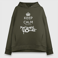 Толстовка оверсайз женская My Chemical Romance keep calm, цвет: хаки