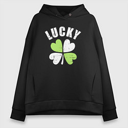 Толстовка оверсайз женская Lucky day, цвет: черный