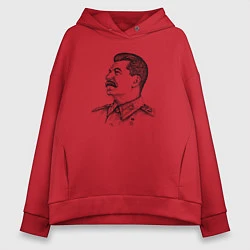 Толстовка оверсайз женская Профиль Сталина, цвет: красный